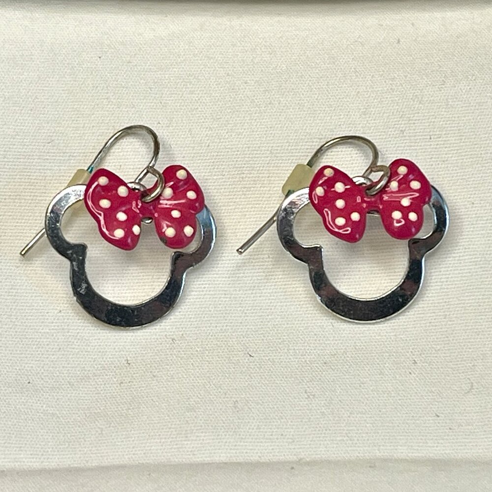 Disney Minnie Earrings * Vintage * Pierced Dangle * Bought at the Park * 1/2"